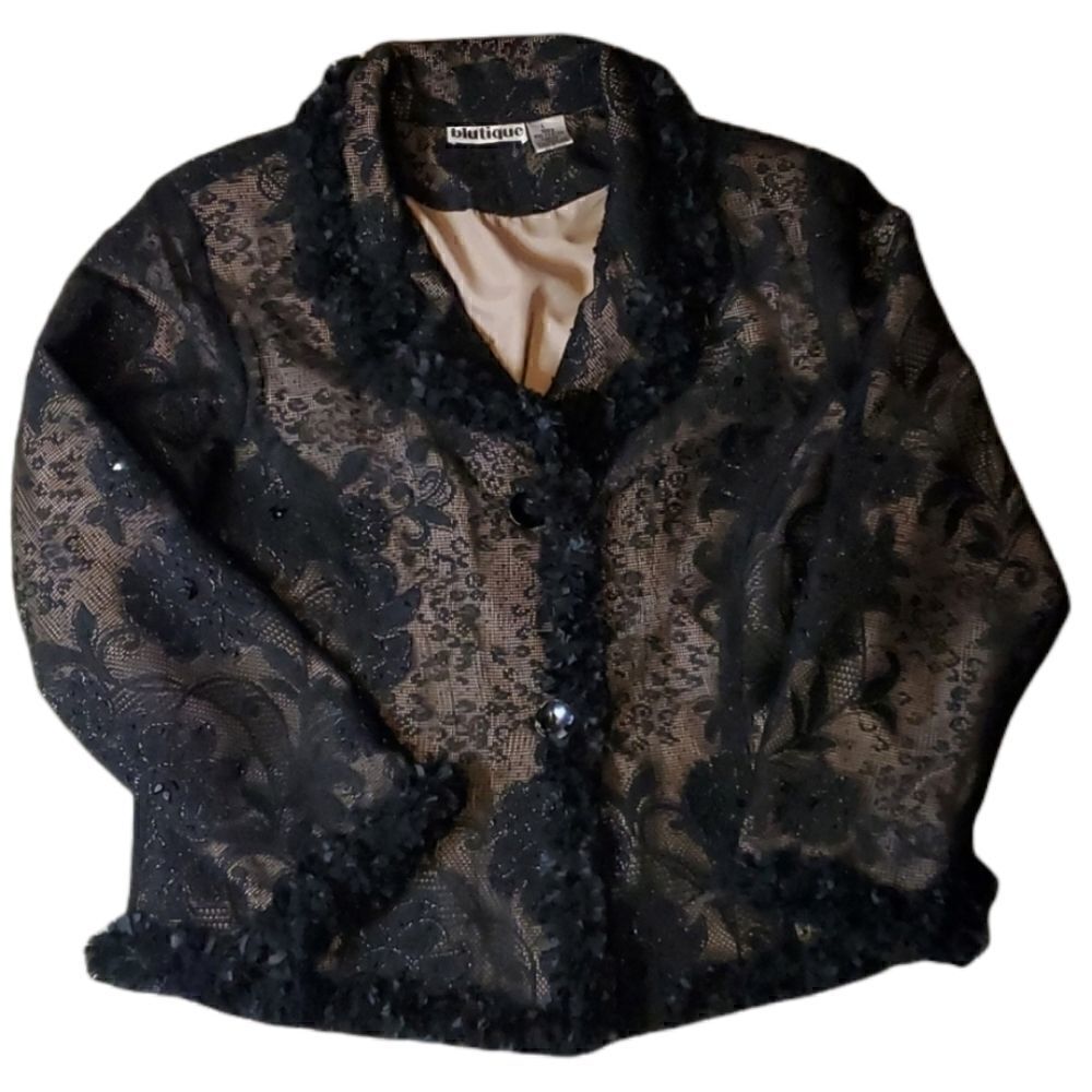 VINTAGE Blutique Black Beaded Jacket